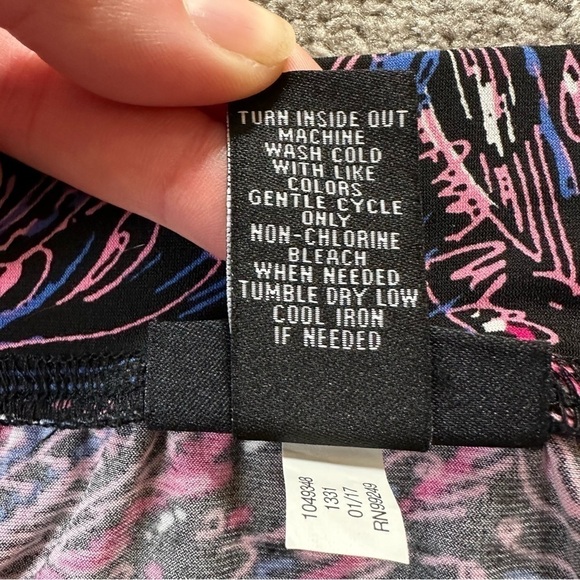 AnyWear by Catherines Purple and Pink Paisley Stretch Midi Skirt - Picture 4 of 4